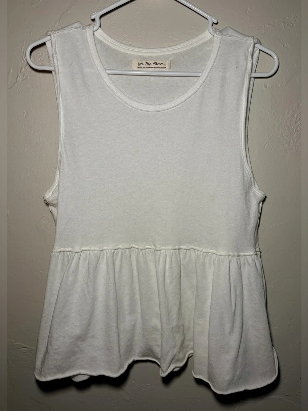 Free People We The Free Anytime Peplum Tank Top White Size S - Picture 1 of 5